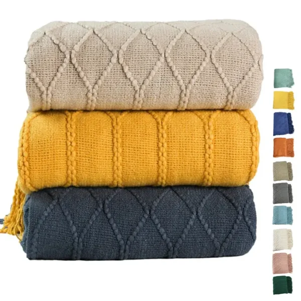 Rhombus Diamond Knit Throw