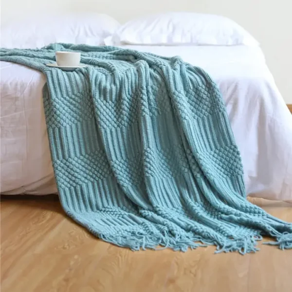Waffle Stripe Knit Throw