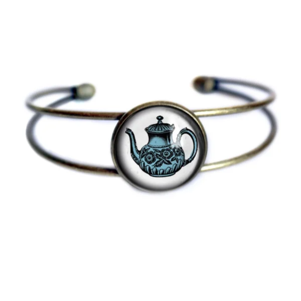 Blue Edwardian Teapot Cuff Bracelet