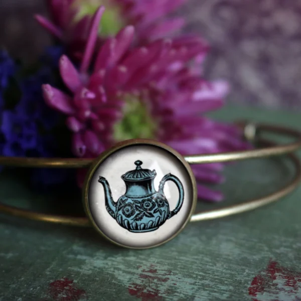 Blue Edwardian Teapot Cuff Bracelet